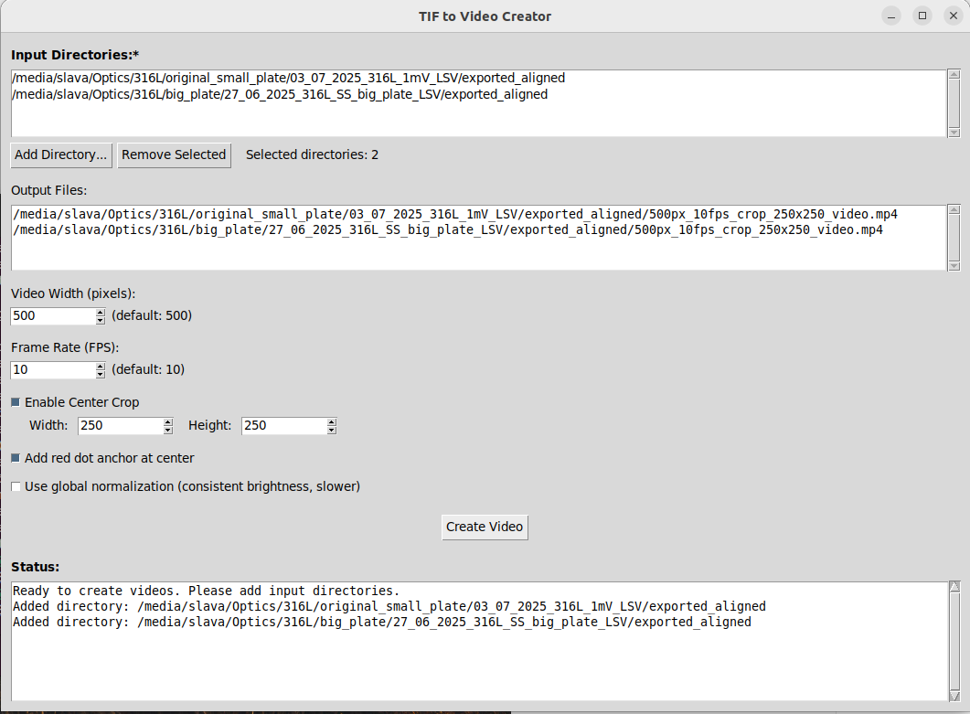 GUI of video creator